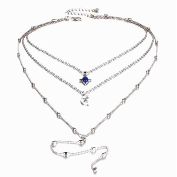 Layered Bohemian Gem and Moon Necklace - Picture 4 of 5